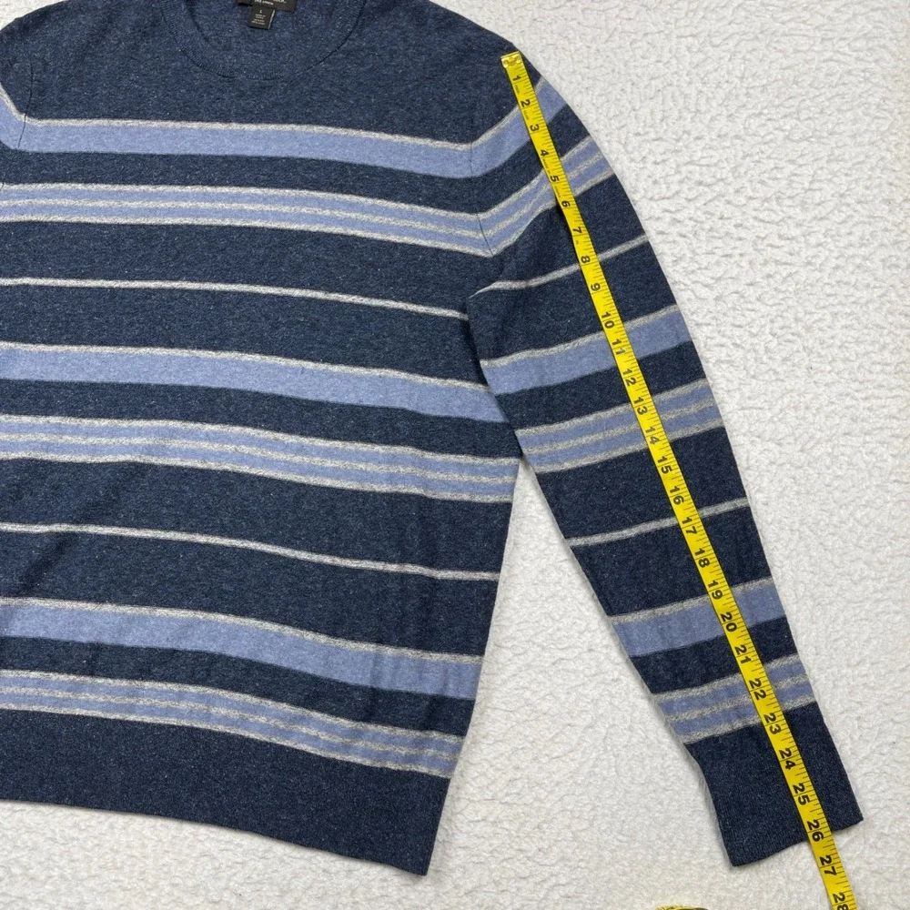 Banana Republic Sweater Mens L Blue Silk Linen Striped Crewneck Preppy Coastal